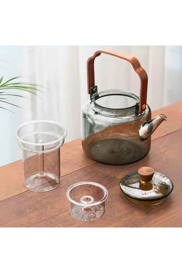 Bidebuvar Akasya Saplı Demlik - 1200 ml - Borosilikat Cam