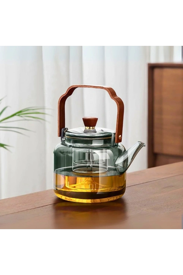 Bidebuvar Akasya Saplı Demlik - 1200 ml - Borosilikat Cam