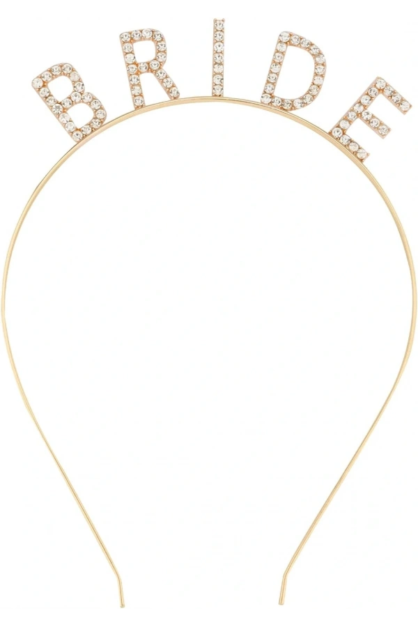 Bidebuvar Altın Gold Renk Bekarlığa Veda Kristal Taş Bride Tacı İthal