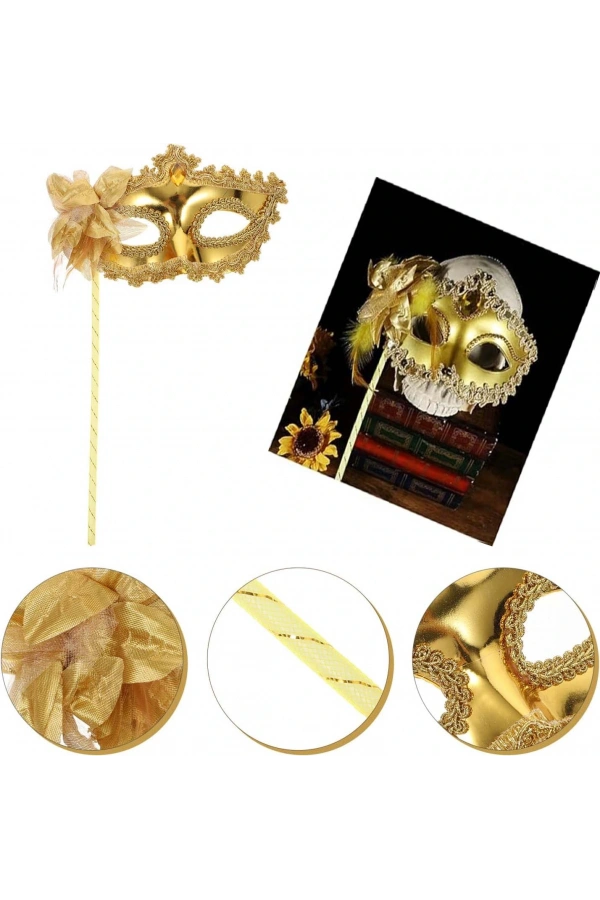 Bidebuvar Altın Işıltılı Tutmalı Fotoğraf Çekimi Maskesi