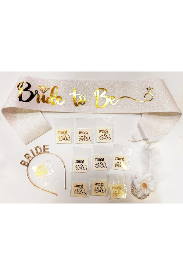 Bidebuvar Altın Renk Bride Partisi Seti 13 Parça