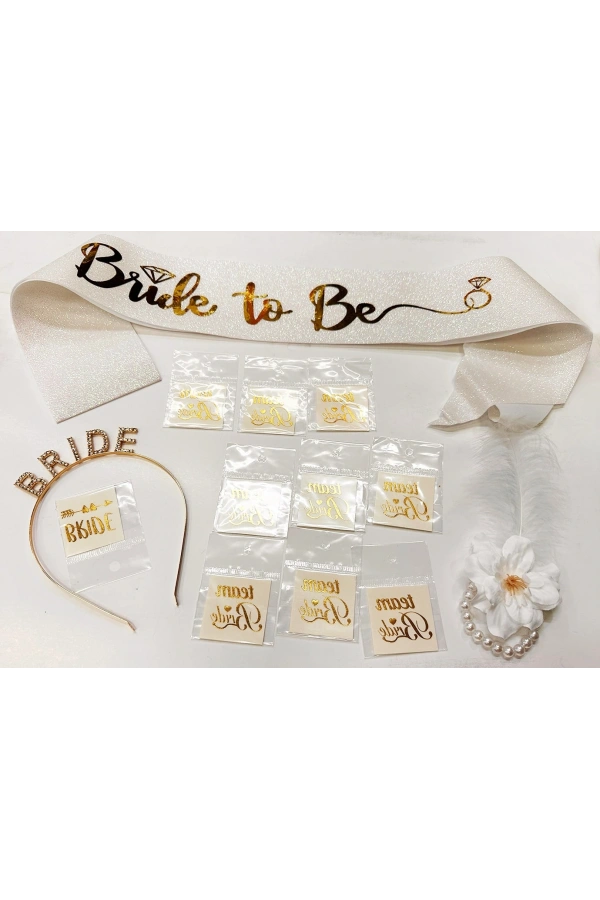 Bidebuvar Altın Renk Bride Partisi Seti 13 Parça