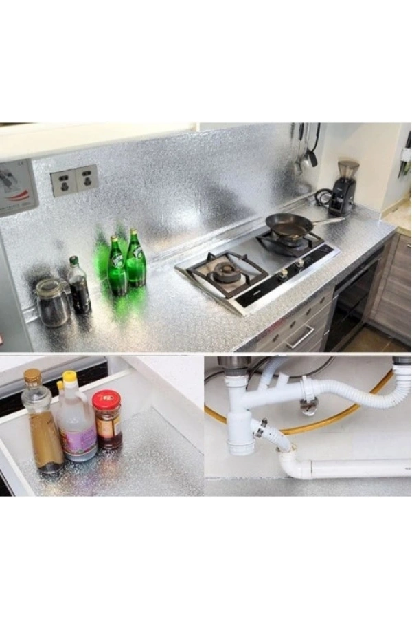 Bidebuvar Alüminyum Folyo Yapışkanlı Mutfak Koruyucu Folyo 2 Metre