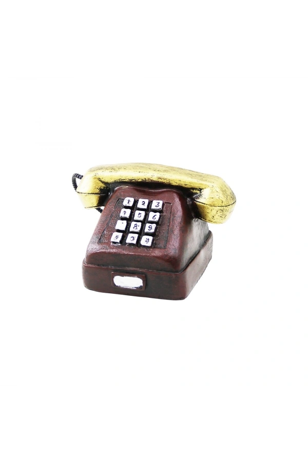 Bidebuvar Ankesörlü Telefon Tasarımlı Vintage Dekoratif Biblo - Reçine Malzeme