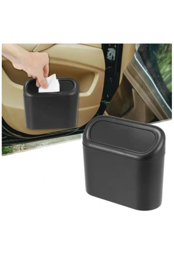 Bidebuvar Araba Çöp Kutusu Kapaklı Organize Siyah Renk