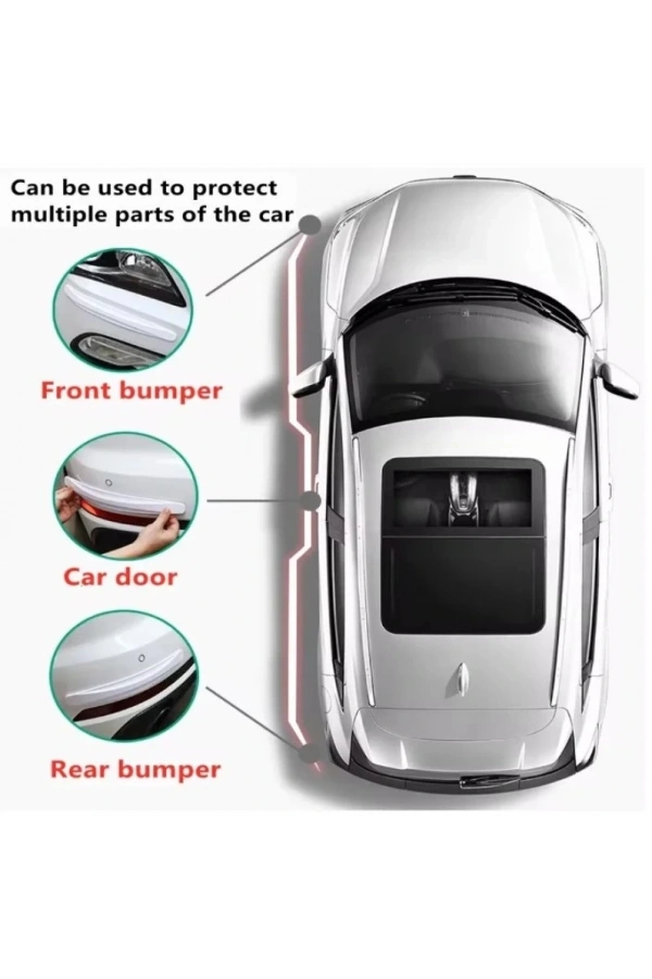 Bidebuvar Araba Tampon Koruyucu Karbon Desenli Beyaz