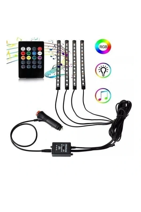 Bidebuvar Araç İçi Ayak Altı Sese Duyarlı Şerit Led 4lü Set