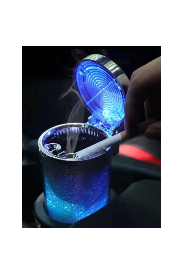 Bidebuvar Araç İçi Oto Kokusuz Küllük RGB Işıklı Kapaklı