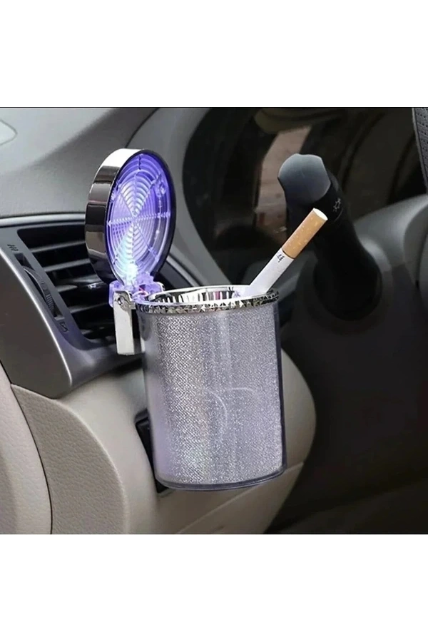 Bidebuvar Araç İçi Oto Kokusuz Küllük RGB Işıklı Kapaklı