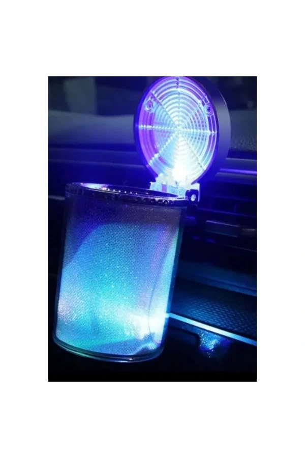 Bidebuvar Araç İçi Oto Kokusuz Küllük RGB Işıklı Kapaklı