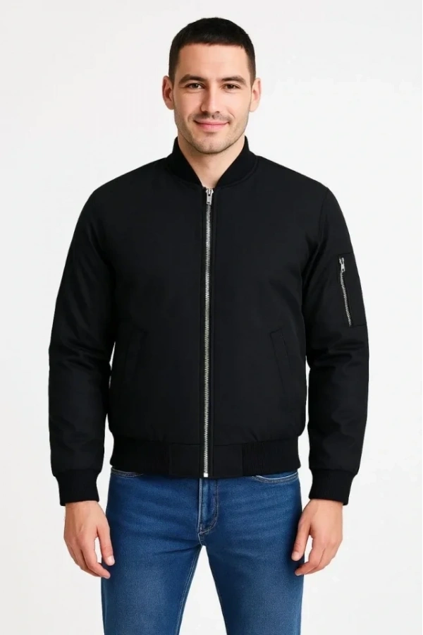 Bidebuvar Arka Bomber Ceket - Siyah