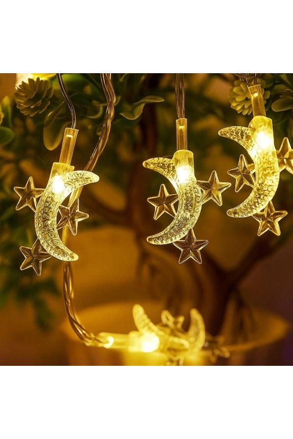 Bidebuvar Ay Yıldız Tasarımlı 20 LED USB Aydınlatma