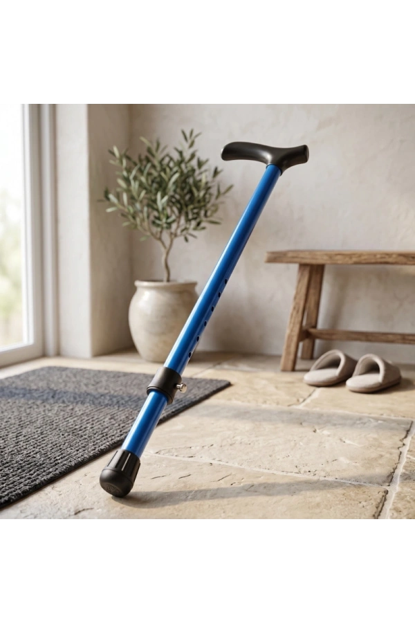 Bidebuvar Ayarlanabilir Metal Pimli Baston - Ergonomik Saplı - Yürüyüş Desteği