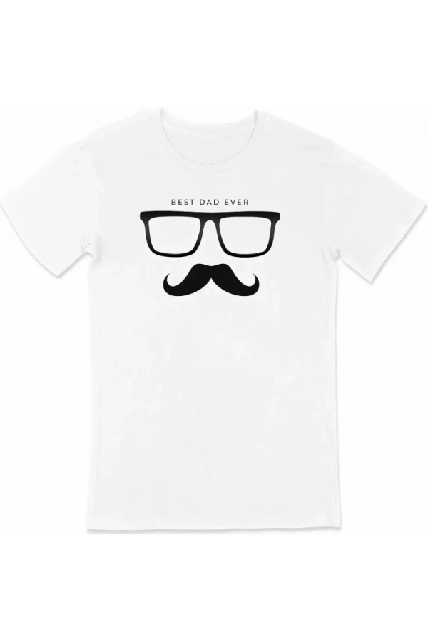 Bidebuvar Babalar Günü Hediye Baba Temalı Baskılı Oversize Bisiklet Yaka T-shirt - Beyaz