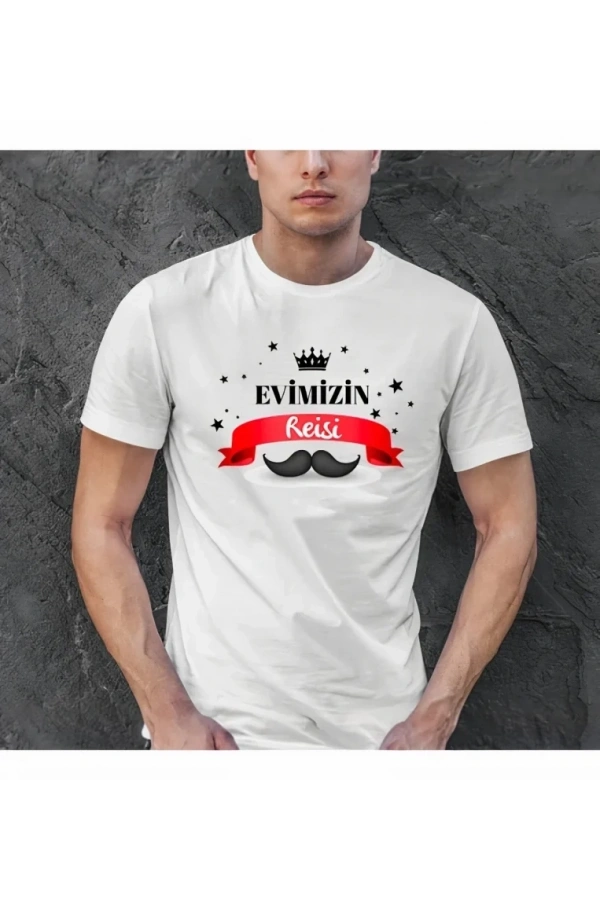 Bidebuvar Babalar Günü Hediye Baba Temalı Baskılı Oversize Bisiklet Yaka T-shirt - Beyaz
