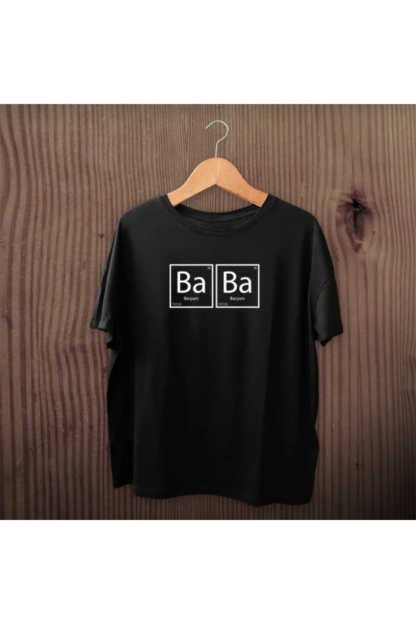 Bidebuvar Babalar Günü Hediye Baba Temalı Baskılı Oversize Bisiklet Yaka T-shirt - Siyah