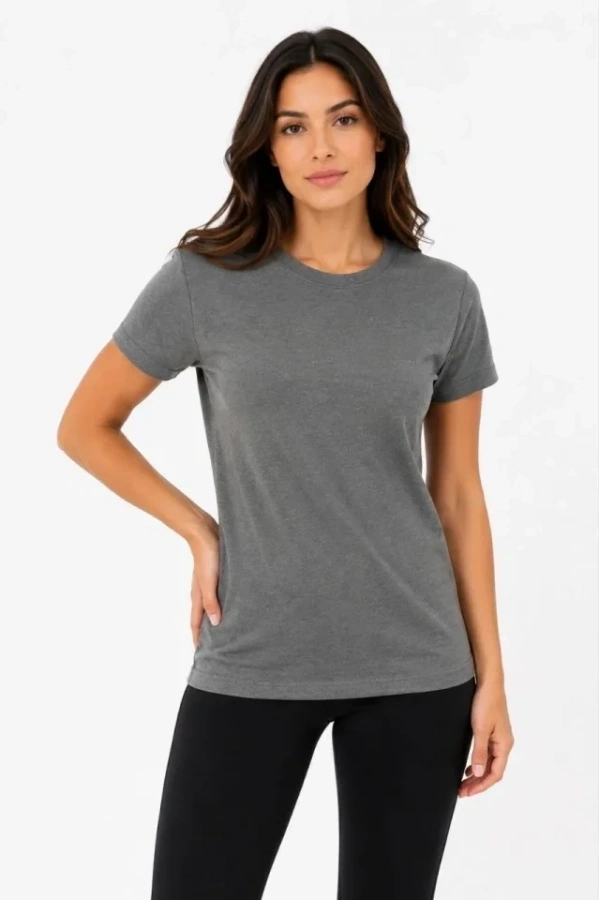 Bidebuvar Basic Tişört Bisiklet Yaka Kısa Kol Günlük Yazlık Slim Fit T-Shirt - Antrasit