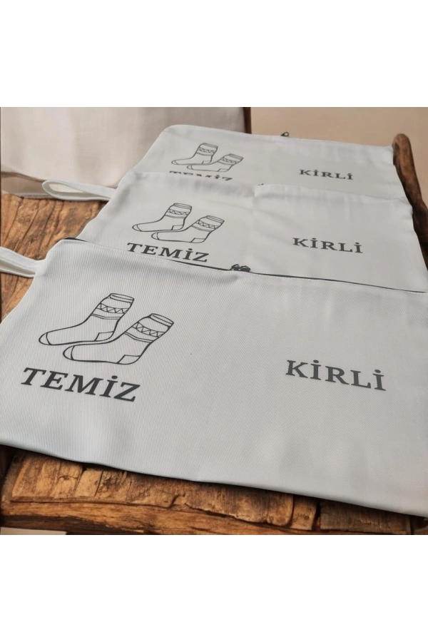 Bidebuvar Baskılı Kirli-Temiz Seyahat (Çorap) Torbası