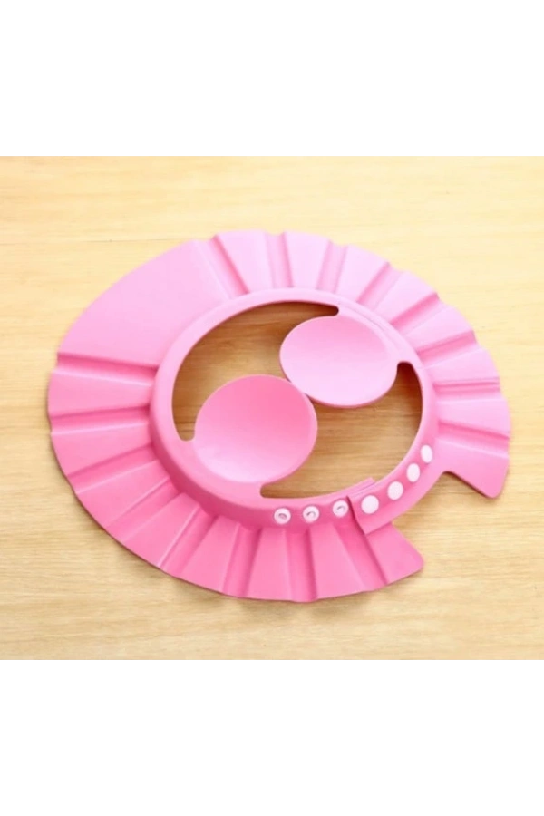 Bidebuvar Bebek Banyo Şapkası Düğmeli Kulaklıklı Pembe