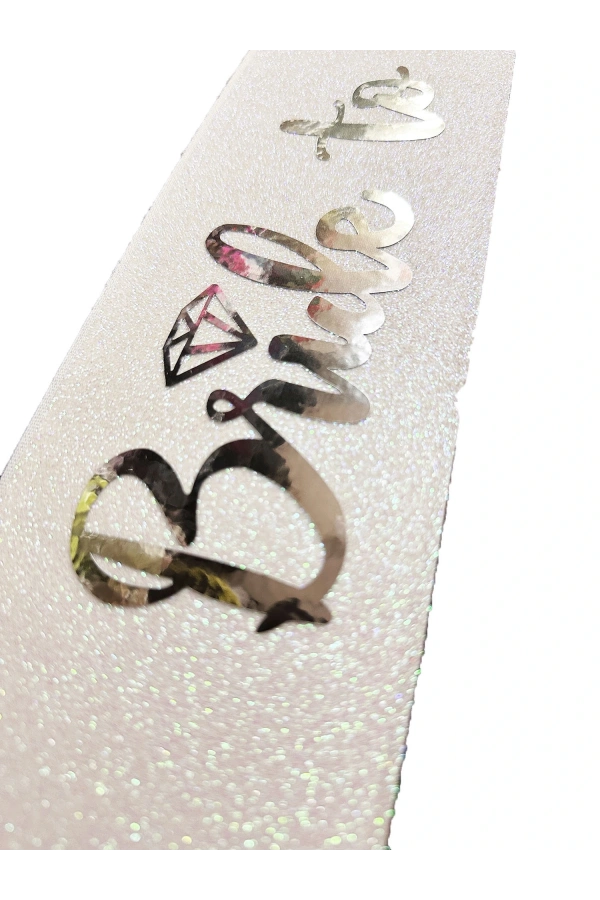 Bidebuvar Beyaz Gümüş Bride To Be Yazılı Kuşak Kemer