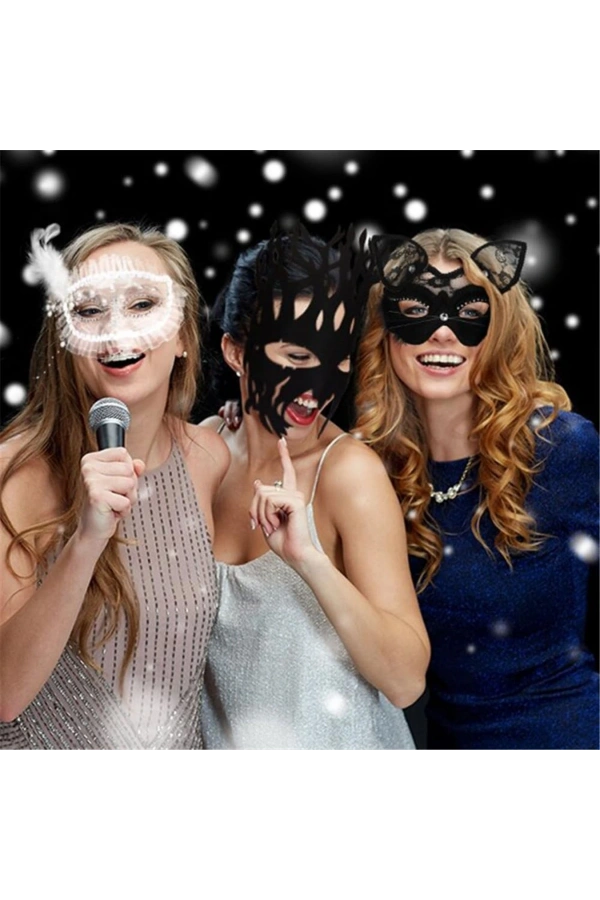 Bidebuvar Beyaz İnci Taşlı Parti Maskesi