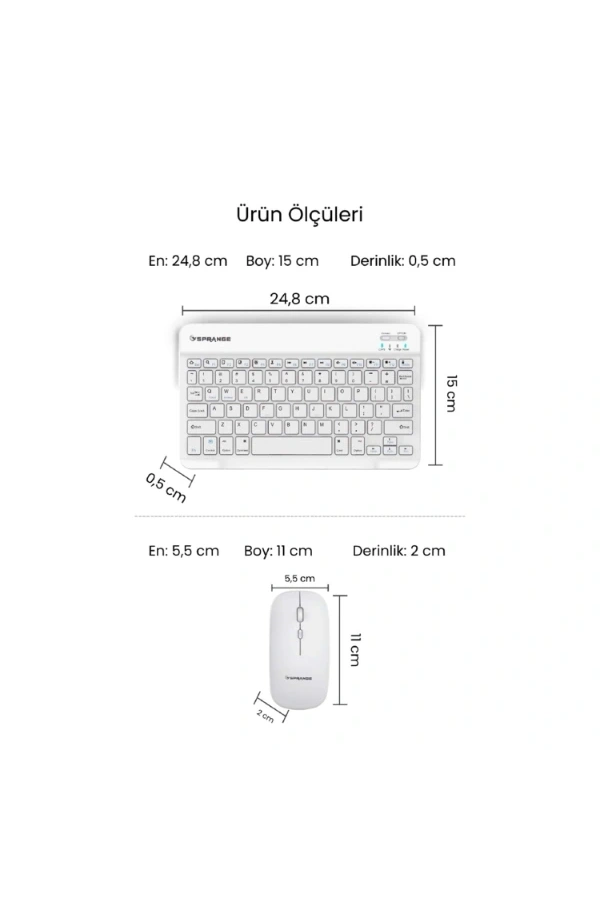 Bidebuvar Beyaz Kablosuz Klavye Ve Mouse Seti