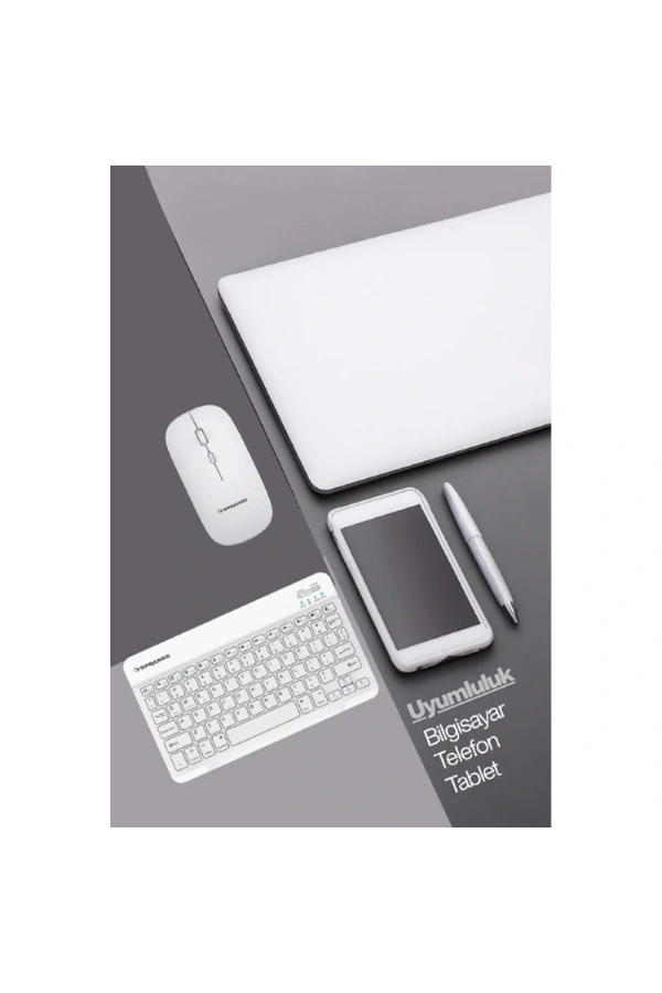 Bidebuvar Beyaz Kablosuz Klavye Ve Mouse Seti