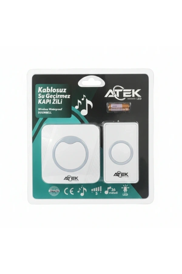 Bidebuvar Beyaz Kablosuz Su Geçirmez Kapı Zili