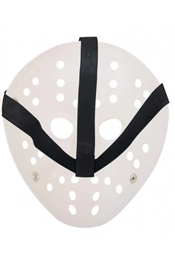 Bidebuvar Beyaz Kırmızı Çizgili Tam Yüz Hokey Maskesi