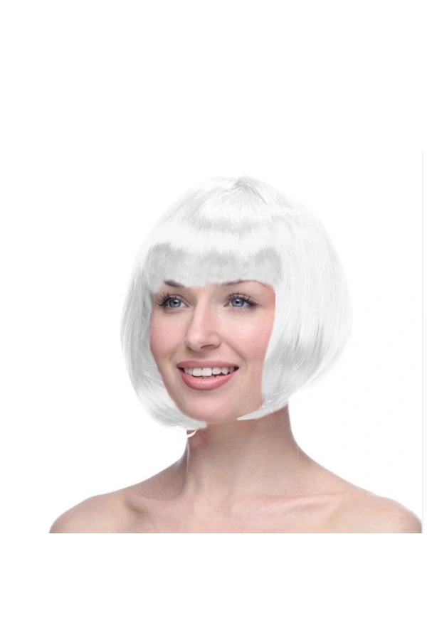 Bidebuvar Beyaz Küt Peruk Saç