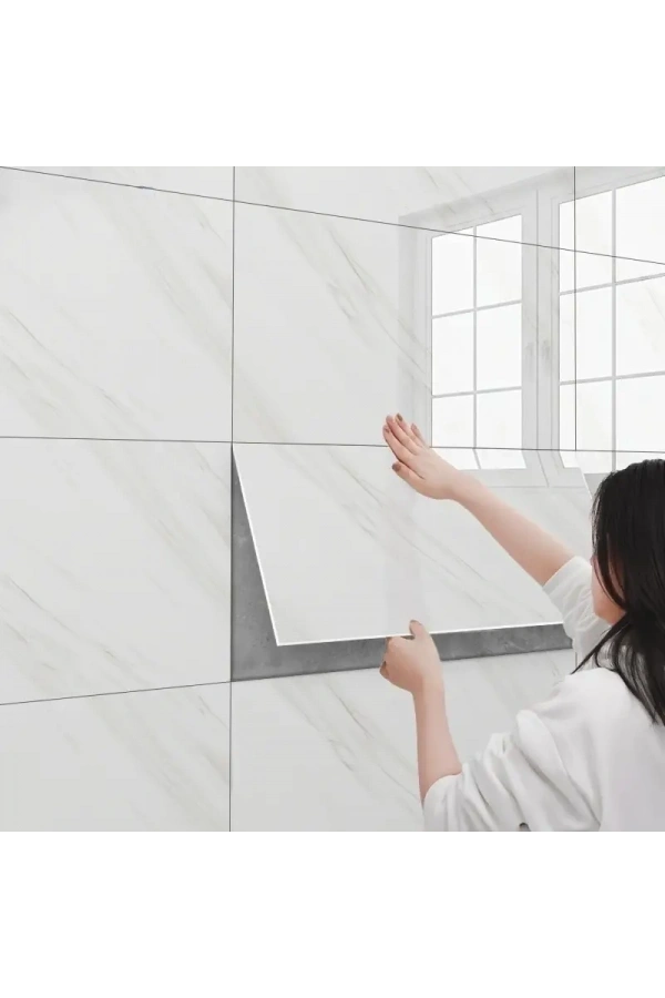 Bidebuvar Beyaz Mermer Desenli Alüminyum Plastik Duvar Stickerı