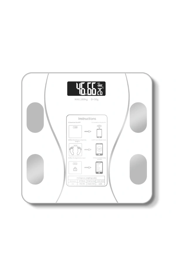 Bidebuvar Beyaz Renk Bluetooth Özellikli Akıllı Tartı