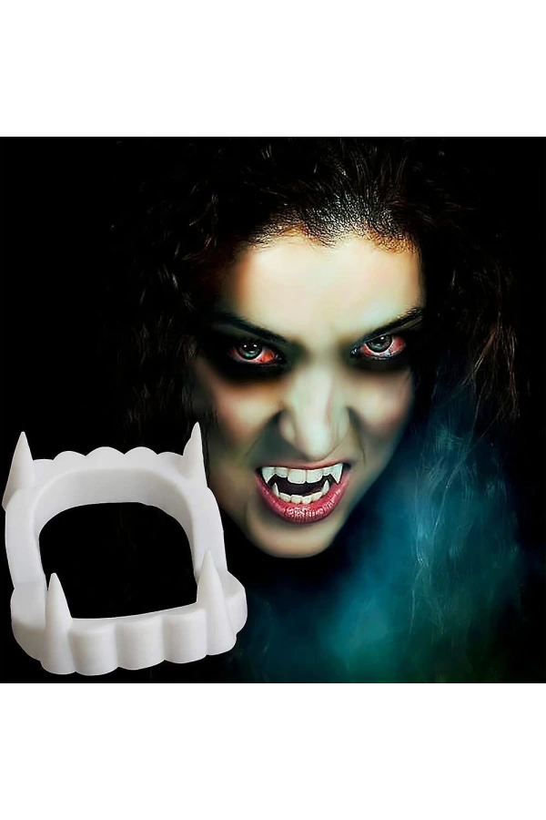 Bidebuvar Beyaz Renk Çift Damak Takma Vampir Dişi