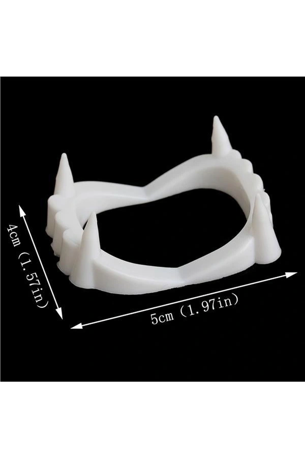 Bidebuvar Beyaz Renk Çift Damak Takma Vampir Dişi