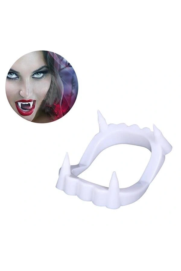 Bidebuvar Beyaz Renk Çift Damak Takma Vampir Dişi