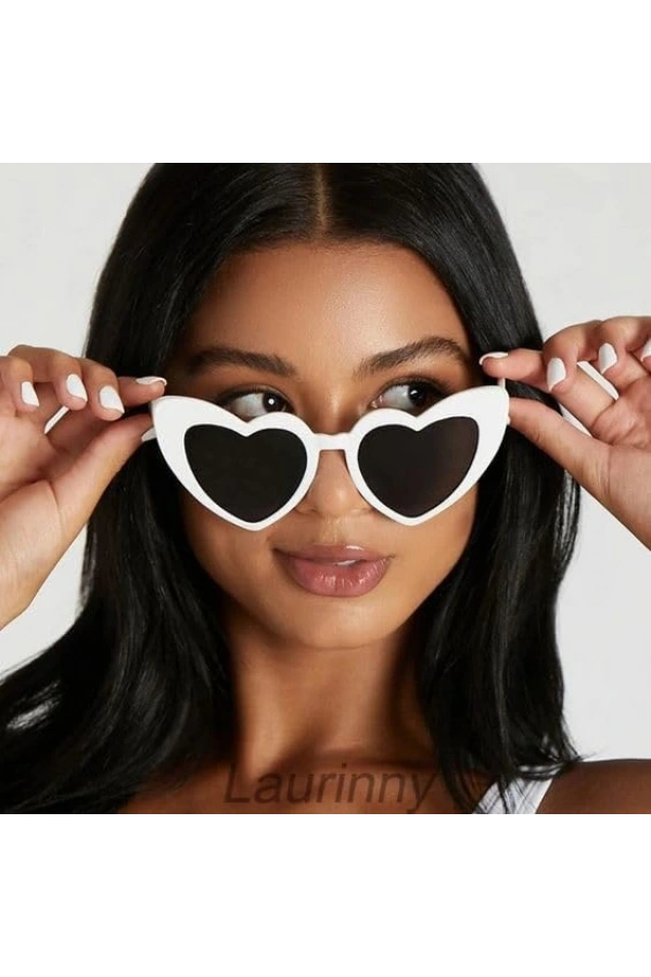 Bidebuvar Beyaz Renk Kalp Şekilli Parti Gözlüğü