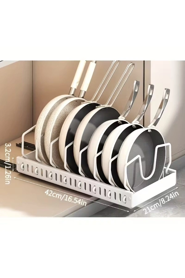 Bidebuvar Beyaz Renk Teleskopik Raylı Tava Tencere Organizeri