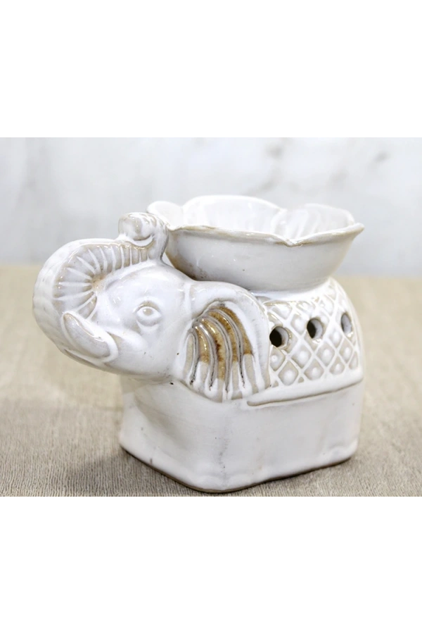 Bidebuvar Beyaz Seramik Filli Buhurdanlık