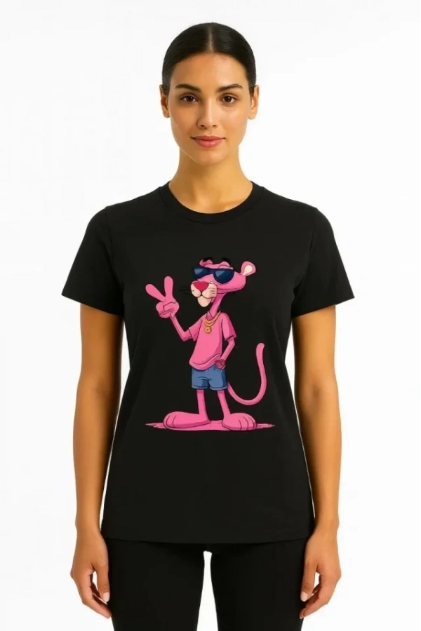 Bidebuvar Bisiklet Yaka Kısa Kollu Baskılı T-shirt - Siyah