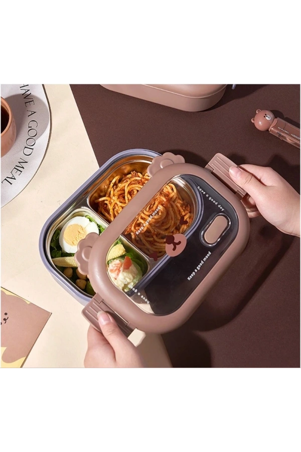 Bidebuvar Bölmeli Paslanmaz Çelik Yemek Kutusu