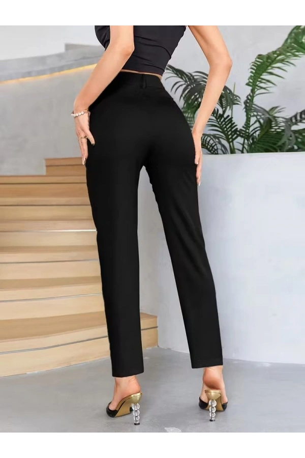 Bidebuvar Bordo Renk Yüksek Bel Maskülen Kesim Kumaş Pantolon