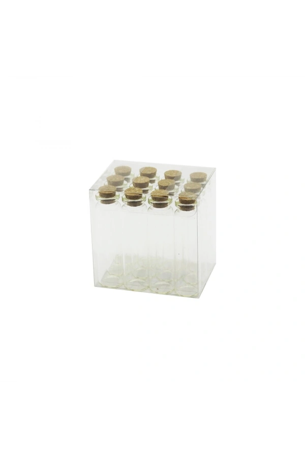 Bidebuvar Boş Tüp Cam Şişe - 20 ml - Mantar Kapak