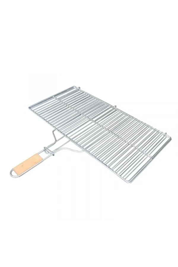 Bidebuvar Büyük Boy Mangal Izgarası - 50x30 cm - Ahşap Saplı