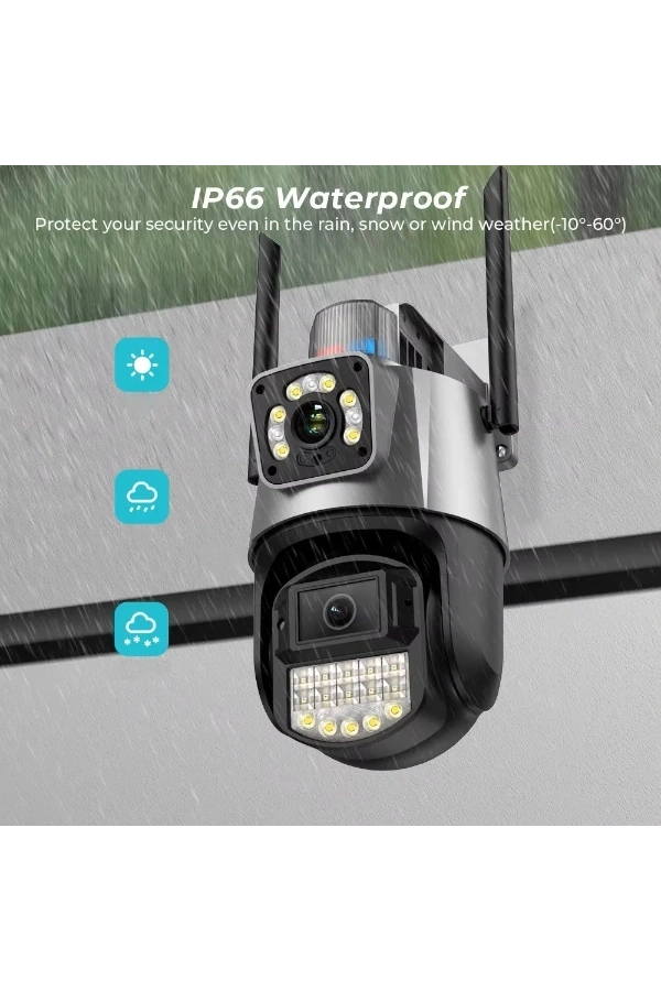 Bidebuvar Çakarlı Çift Lensli Dış Mekan Güvenlik Kamerası