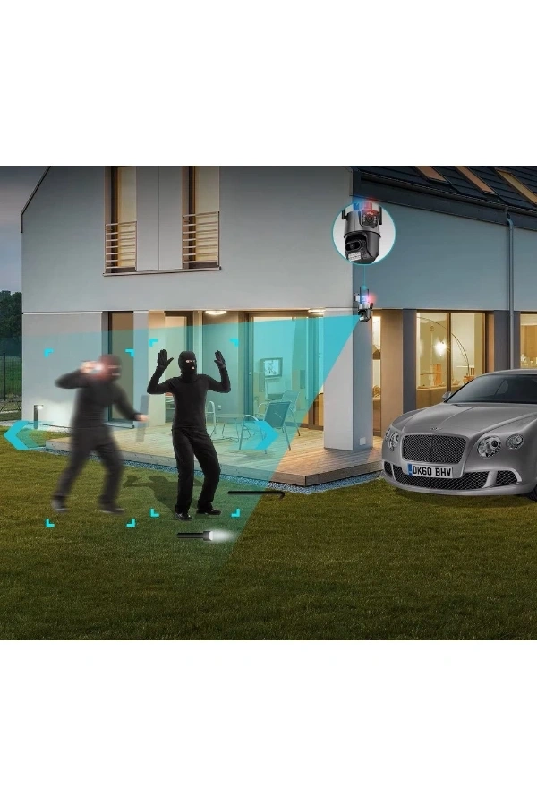 Bidebuvar Çakarlı Çift Lensli Dış Mekan Güvenlik Kamerası