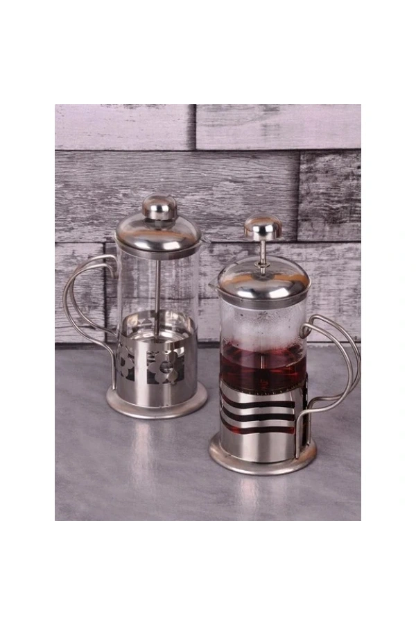 Bidebuvar Çelik Kulplu Cam French Press - 350 ml