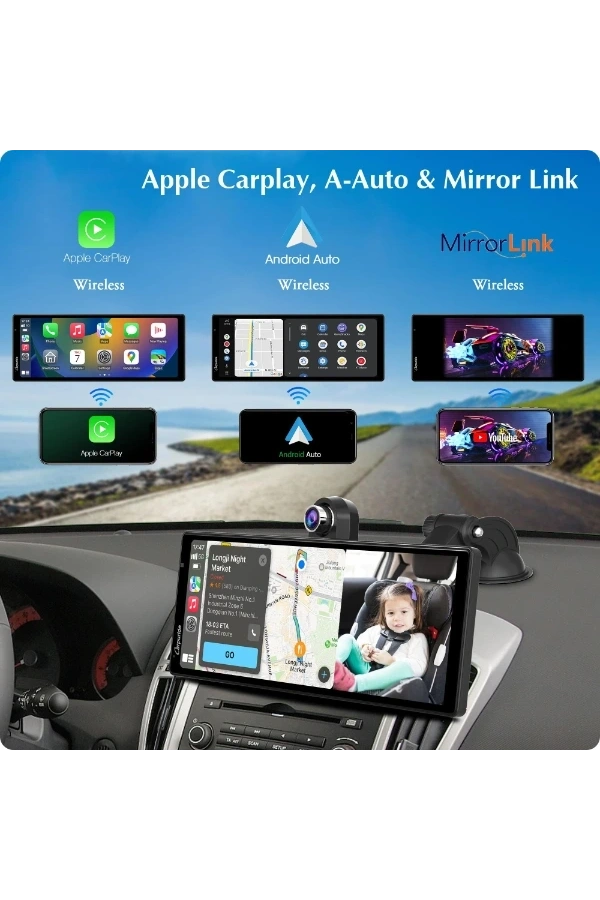 Bidebuvar Çift Lens Kameralı Apple Ve Android CarPlay