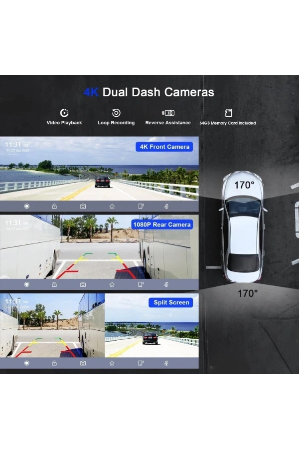 Bidebuvar Çift Lens Kameralı Apple Ve Android CarPlay