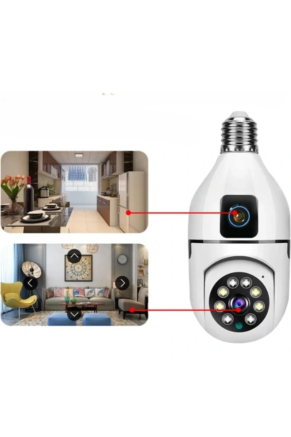 Bidebuvar Çift Lensli Duy Girişli Kablosuz Ampul Kamera