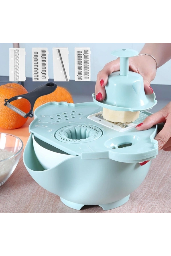 Bidebuvar Çok Fonksiyonlu Salata Aparatı - Süzgeçli Doğrayıcı Kase